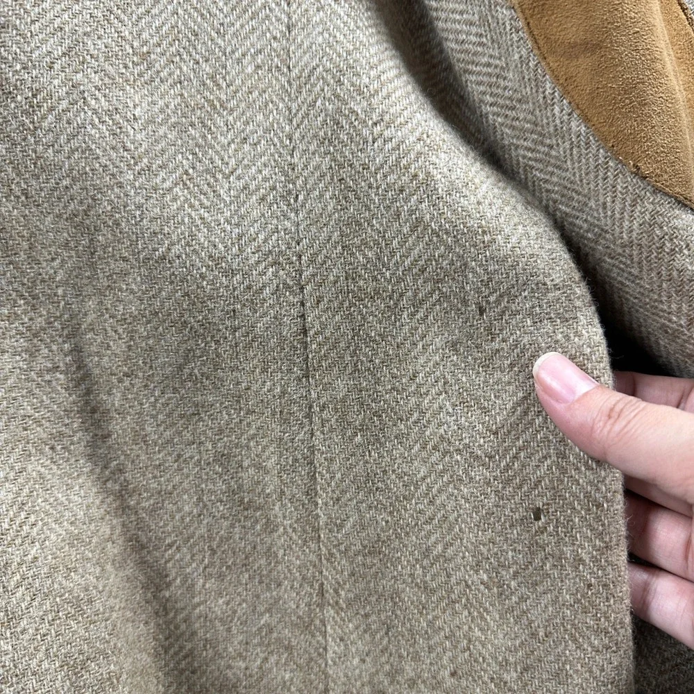 Palm Beach Blazer‎ Mens Big & Tall Tan Wool Herringbone Suede Elbow Patches USA